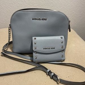 Micheal Kors grey/blue purse and wallet